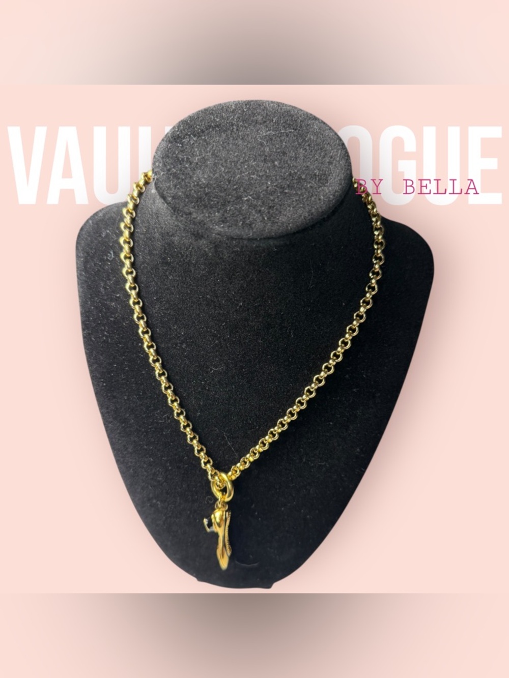 Salvatore Ferragamo Gold Tone High Heel Charm Necklace